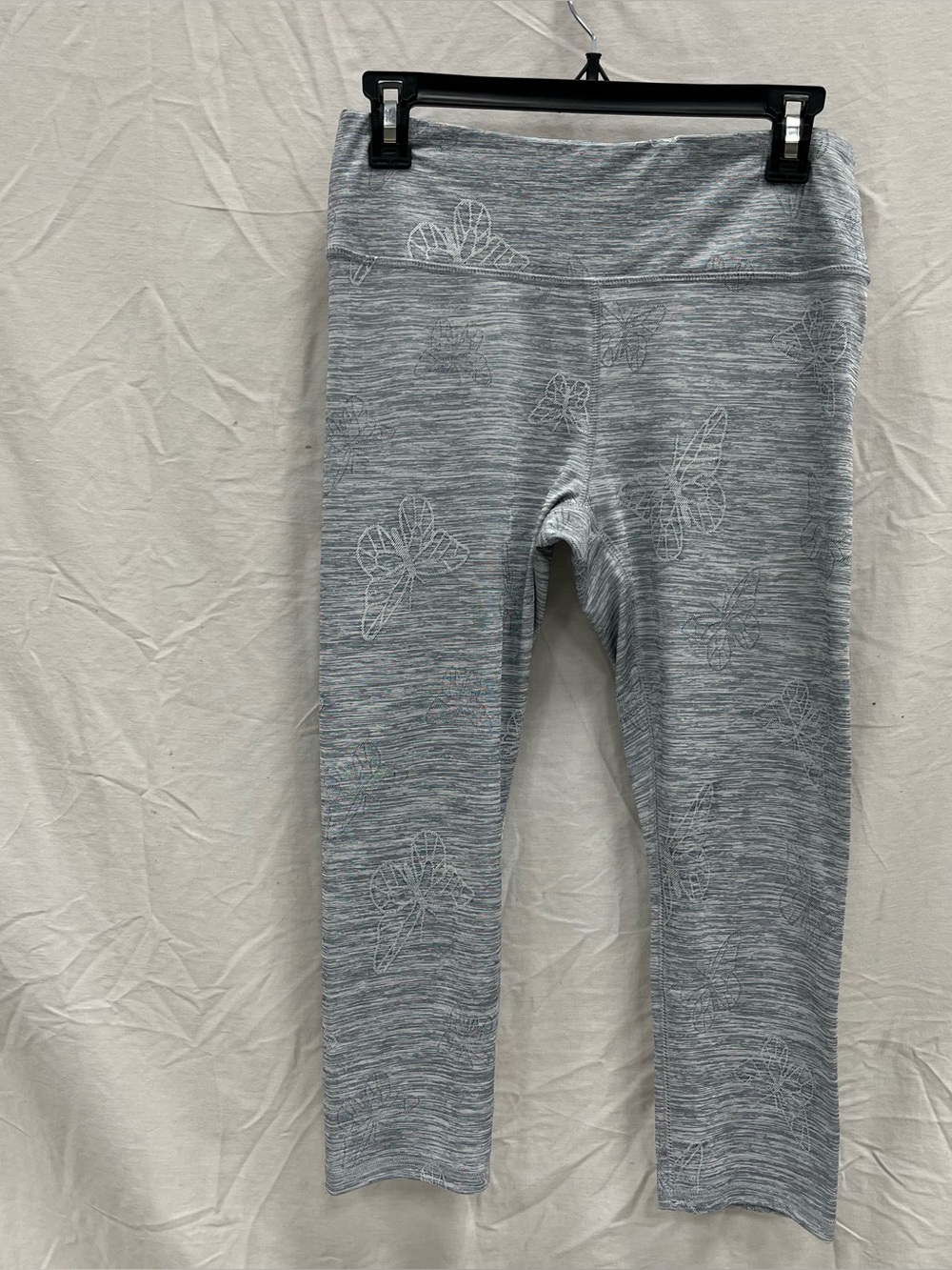 RBX Gray Space-Dye Leggings with White Butterfly Outline Size M